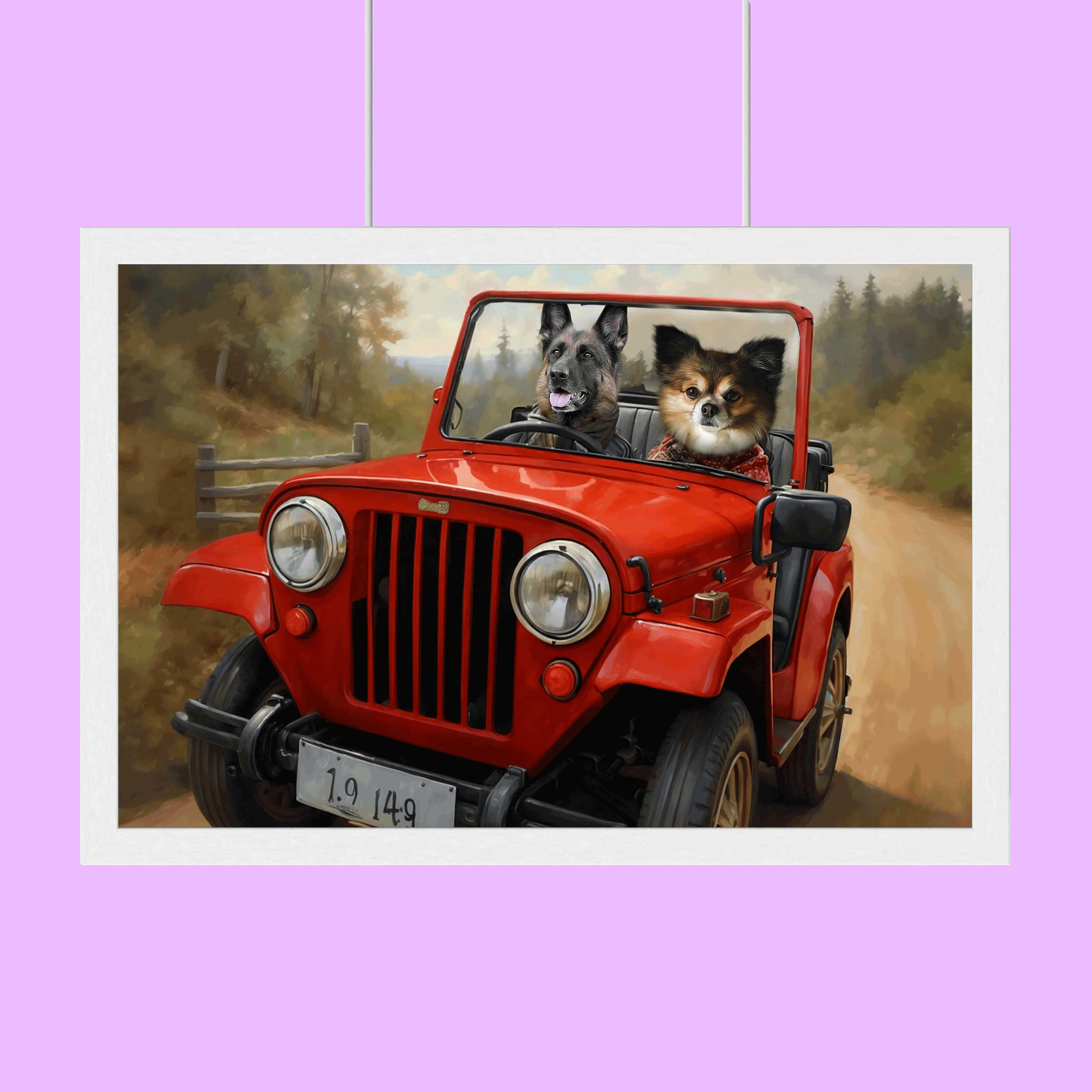 Road Trip Paws – Custom Multi-Pet Adventure Portrait
